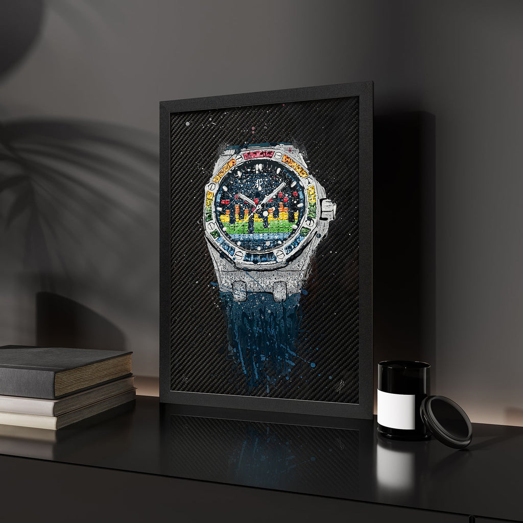 AP Offshore Music DJ Rainbow – A hand-painted carbon fibre wall art by artist Katy Barnfield.