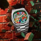 Bulova Super Seville Mural Verde – Hand-painted custom Bulova Super Seville featuring NYC street art on green dial, a bespoke timepiece by IFL Watches