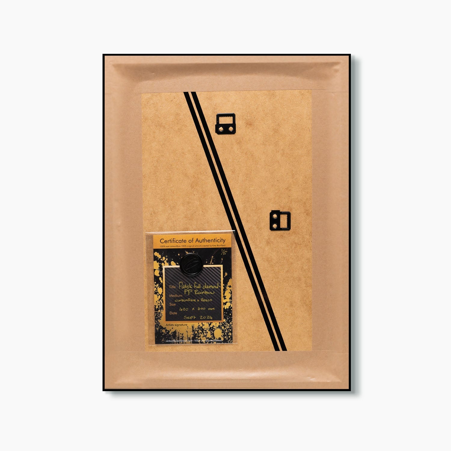 Patek Philippe Baguette Rainbow – A hand-painted carbon fibre wall art by artist Katy Barnfield.