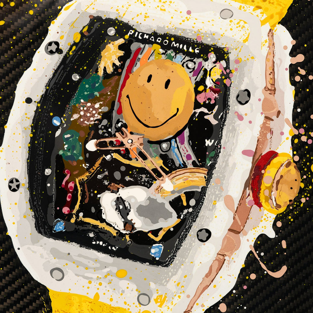 Richard Mille RM Smiley – A hand-painted carbon fibre wall art by artist Katy Barnfield.