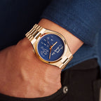 Tsuyosa Rose Gold Who Cares Concept – custom Citizen Tsuyosa with a rose gold-coated case and bracelet, featuring scattered numeral and playful message on the dial by IFL Watches.