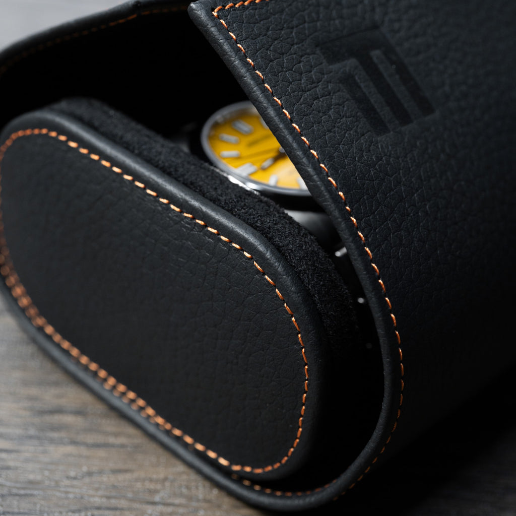 Noir Leather Watch Roll – Three Watches