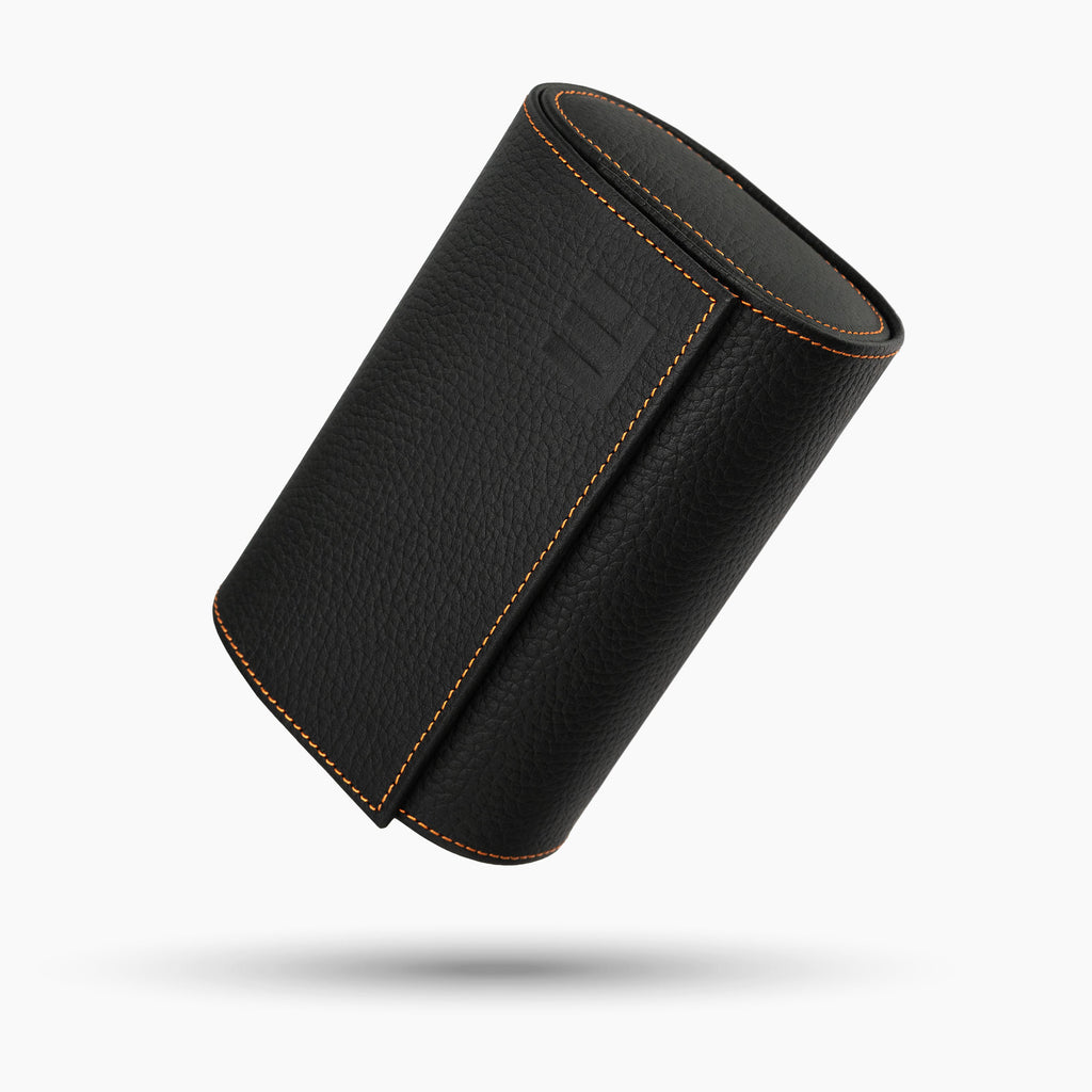 Noir Leather Watch Roll – Two Watches