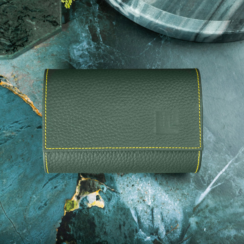 Olive Leather Watch Roll – Two Watches