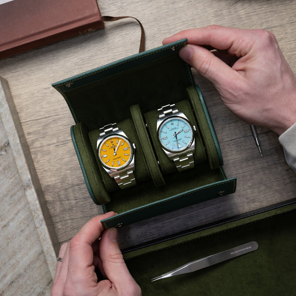 Olive Leather Watch Roll – Two Watches