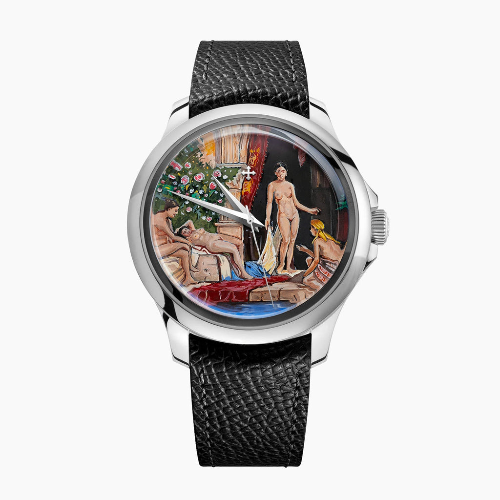 Venezianico Redentore L'Odalisca — hand-painted Mediterranean courtyard dial on a 40mm 316L stainless steel case with soft saffiano leather strap, limited edition timepiece by IFL Watches.