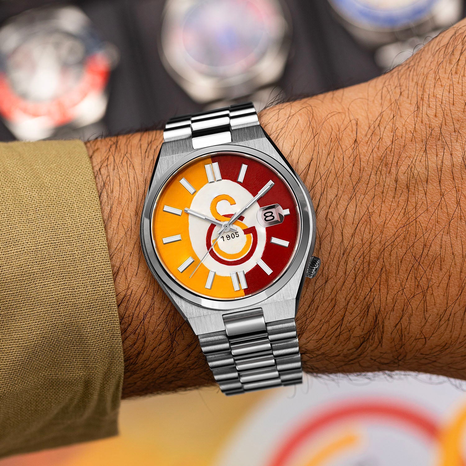 Citizen Tsuyosa 40 Aslanlar Sahada – Hand-painted custom Citizen Tsuyosa featuring Turkish football heritage in yellow and red, a bespoke timepiece by IFL Watches