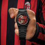 IFL Canvax Rossoneri — Custom automatic with a hand-painted crest in red and black, a unique bespoke piece by IFL Watches.