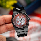 IFL Canvax Kleos — Hand-painted football crest with laurel detailing on a 40mm automatic, customized by IFL Watches.