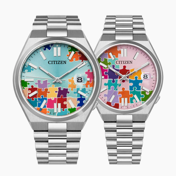 Citizen Tsuyosa Puzzle Collection Bundle – Hand-painted custom puzzle dials in pastel pink 37mm and turquoise blue 40mm, limited edition timepieces by IFL Watches