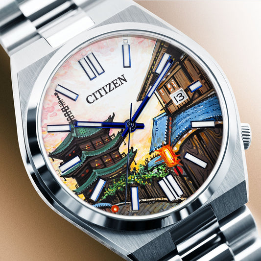 Tsuyosa Kyoto Concept – Exclusive Citizen Tsuyosa from the Japan-Inspired Collection with a hand-painted Kyoto dial. A serene tribute to traditional temples. Limited edition by IFL Watches.