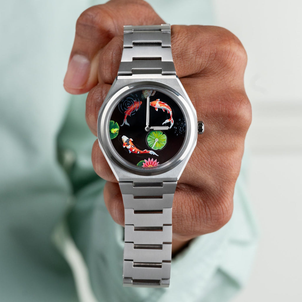 Citizen Zenshin Titanium Koi Fish – Hand-painted custom Super Titanium™ watch with Japanese koi pond artwork, limited edition timepiece by IFL Watches