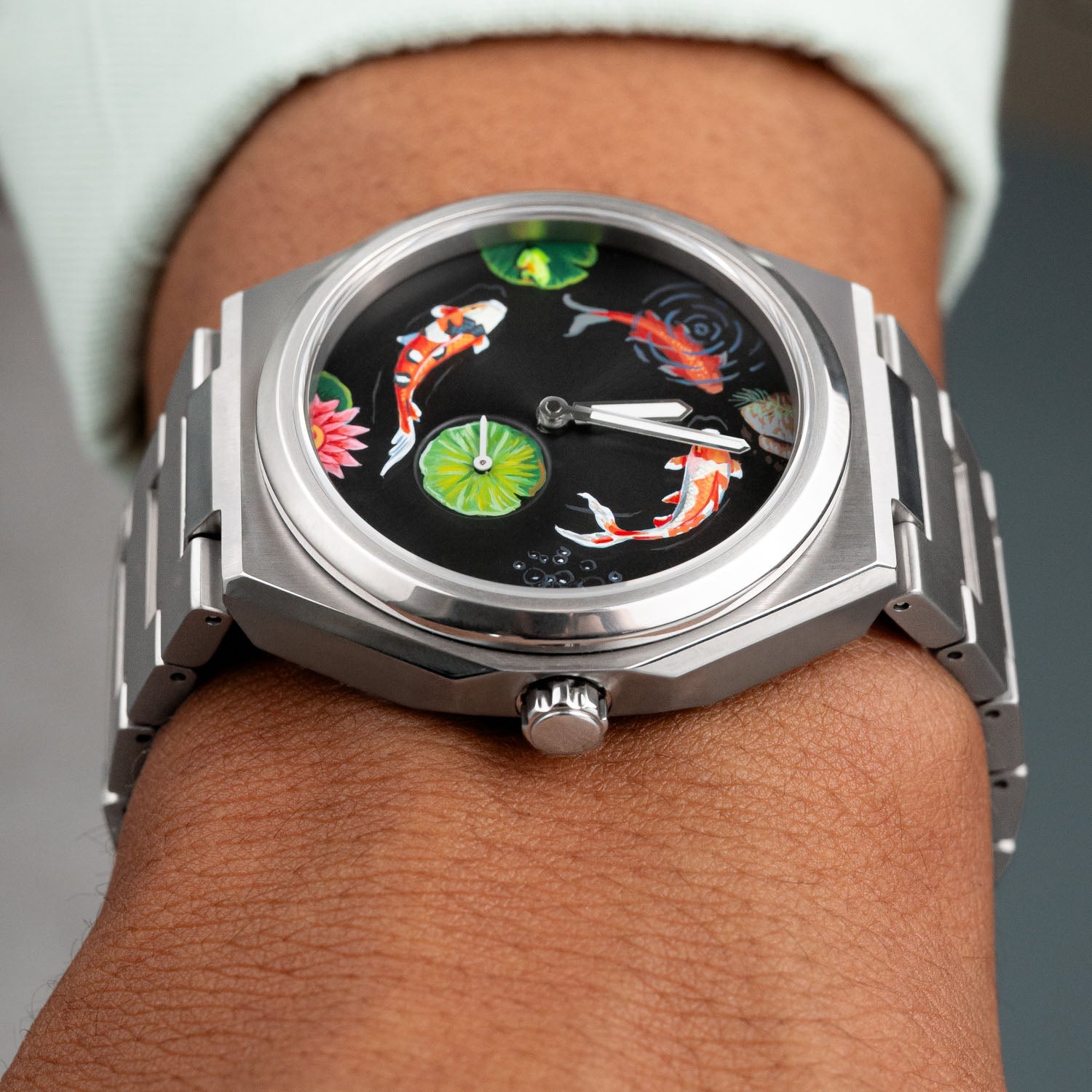 Citizen Zenshin Titanium Koi Fish – Hand-painted custom Super Titanium™ watch with Japanese koi pond artwork, limited edition timepiece by IFL Watches