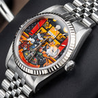 Late Night at the Bellagio Concept – Hand-painted custom Rolex Datejust 16234 featuring vibrant casino gaming artwork, a bespoke timepiece by IFL Watches