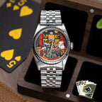 Late Night at the Bellagio Concept – Hand-painted custom Rolex Datejust 16234 featuring vibrant casino gaming artwork, a bespoke timepiece by IFL Watches
