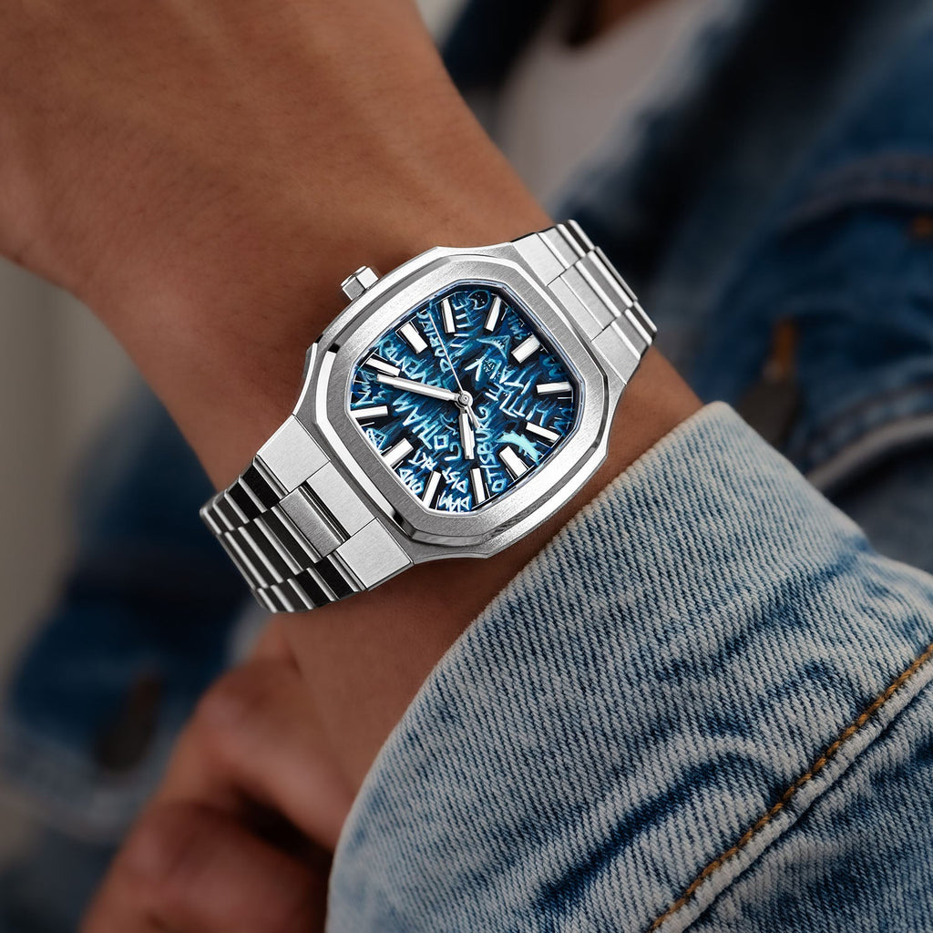 MAEN x IFL Manhattan After Dark limited edition watch featuring hand-painted Gotham-inspired noir dial with vigilante aesthetic on Manhattan 37 platform