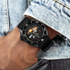 Space Cowboy Concept – Hand-painted custom Seiko 5 Sports featuring cosmic cowboy riding rocket through space, bespoke timepiece by IFL Watches