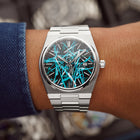 PRX Tiffany Freak Concept - Turquoise chaos abstract artwork on hand-painted Tissot PRX dial, limited edition by IFL Watches