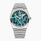 PRX Tiffany Freak Concept - Turquoise chaos abstract artwork on hand-painted Tissot PRX dial, limited edition by IFL Watches