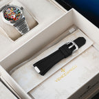 Venezianico Arsenale Arlecchino presentation box with rubber strap - Hand-painted carnival dial, limited edition custom timepiece by IFL Watches