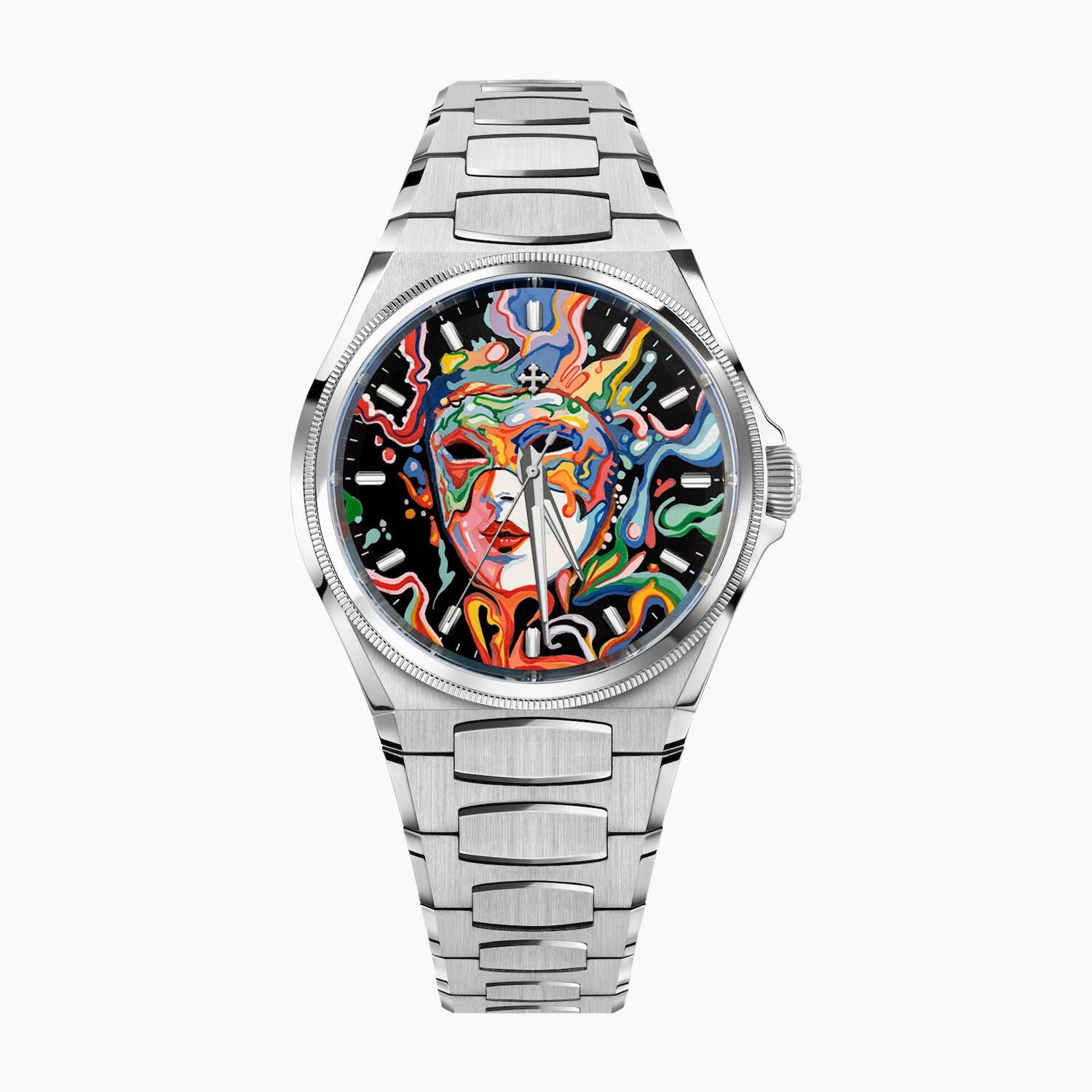 Venezianico Arsenale Arlecchino - Hand-painted custom dial featuring Venice Carnival mask artwork, limited edition bespoke timepiece by IFL Watches