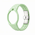 Blaue Acht Swatch × AP Royal Pop Ceramic Case-Strap — bare lime green ceramic case and link bracelet, front view, by IFL Watches