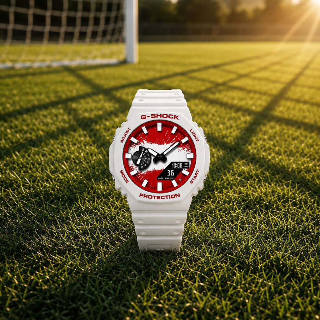 Casio G-Shock Austria flag dial watch, customized by IFL Watches