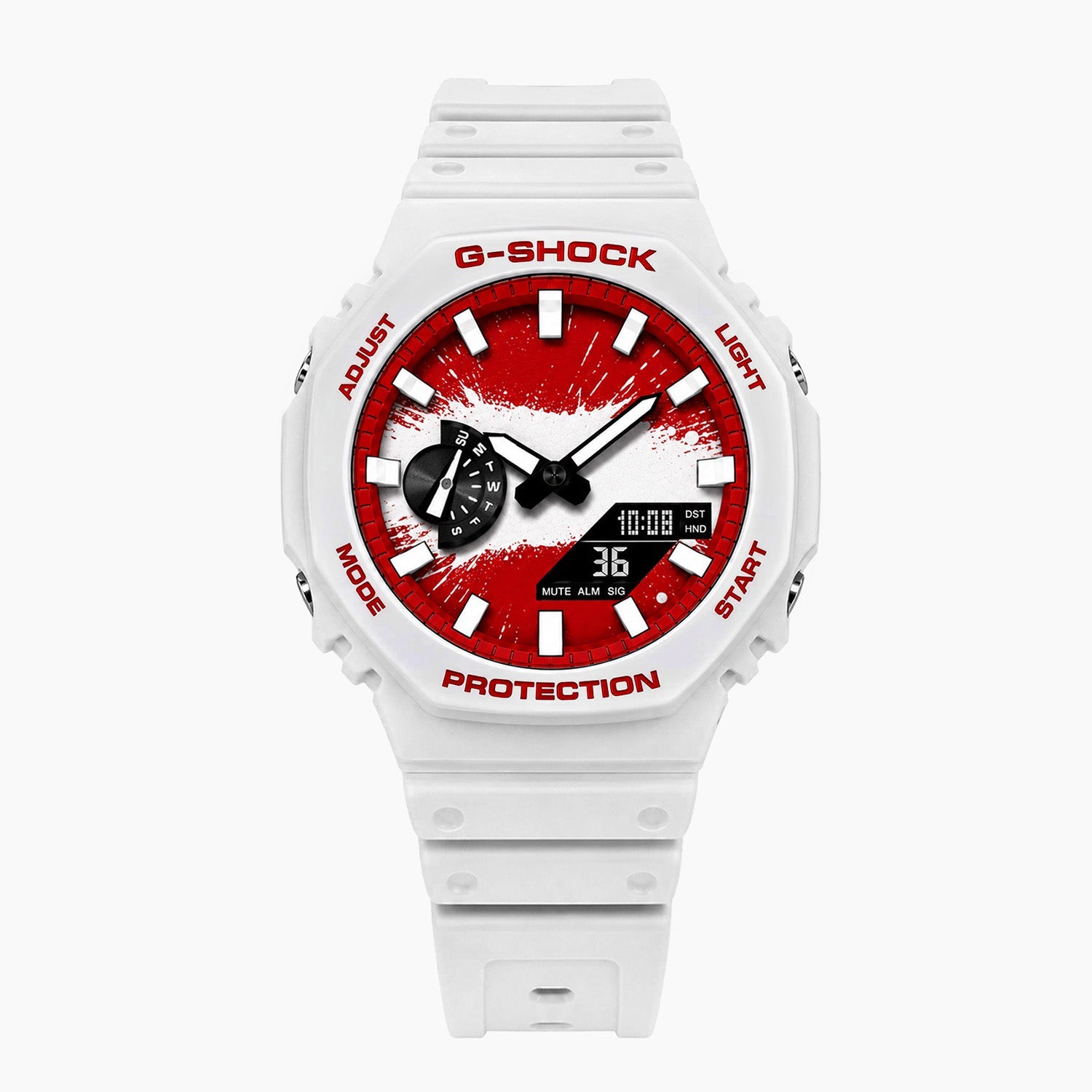 Casio G-Shock Austria — white custom G-Shock with the Austria flag dial, by IFL Watches