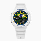 Casio G-Shock Brazil — white custom G-Shock with the Brazil flag dial, by IFL Watches