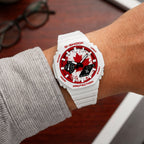 Casio G-Shock Canada flag watch worn on the wrist, by IFL Watches