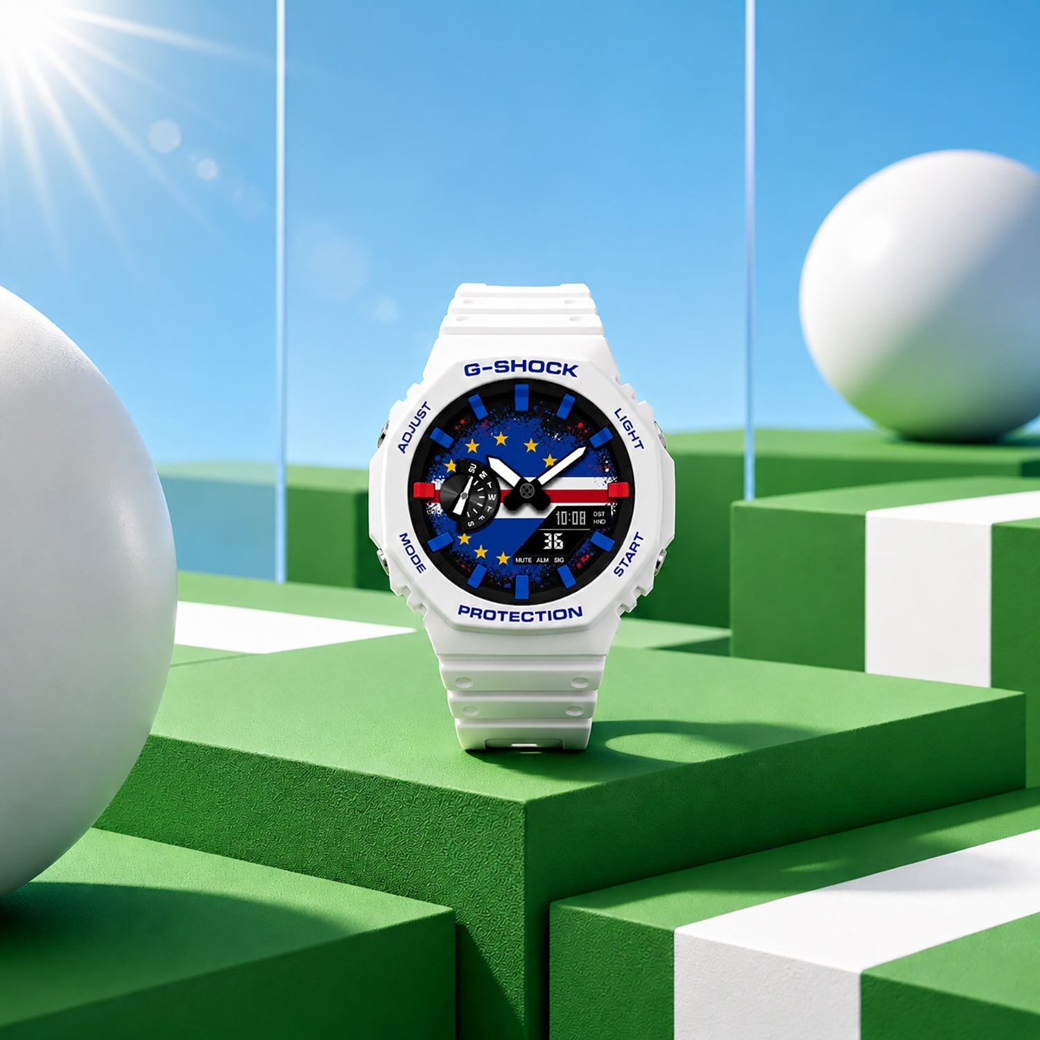 Custom Cape Verde flag G-Shock wristwatch by IFL Watches