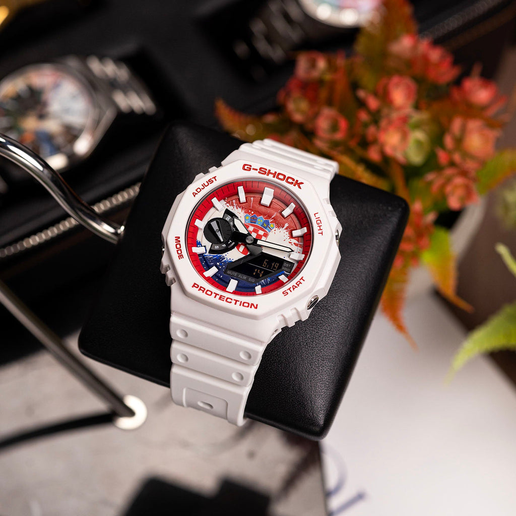 Casio G-Shock Croatia — custom Croatia flag G-Shock lifestyle shot, by IFL Watches
