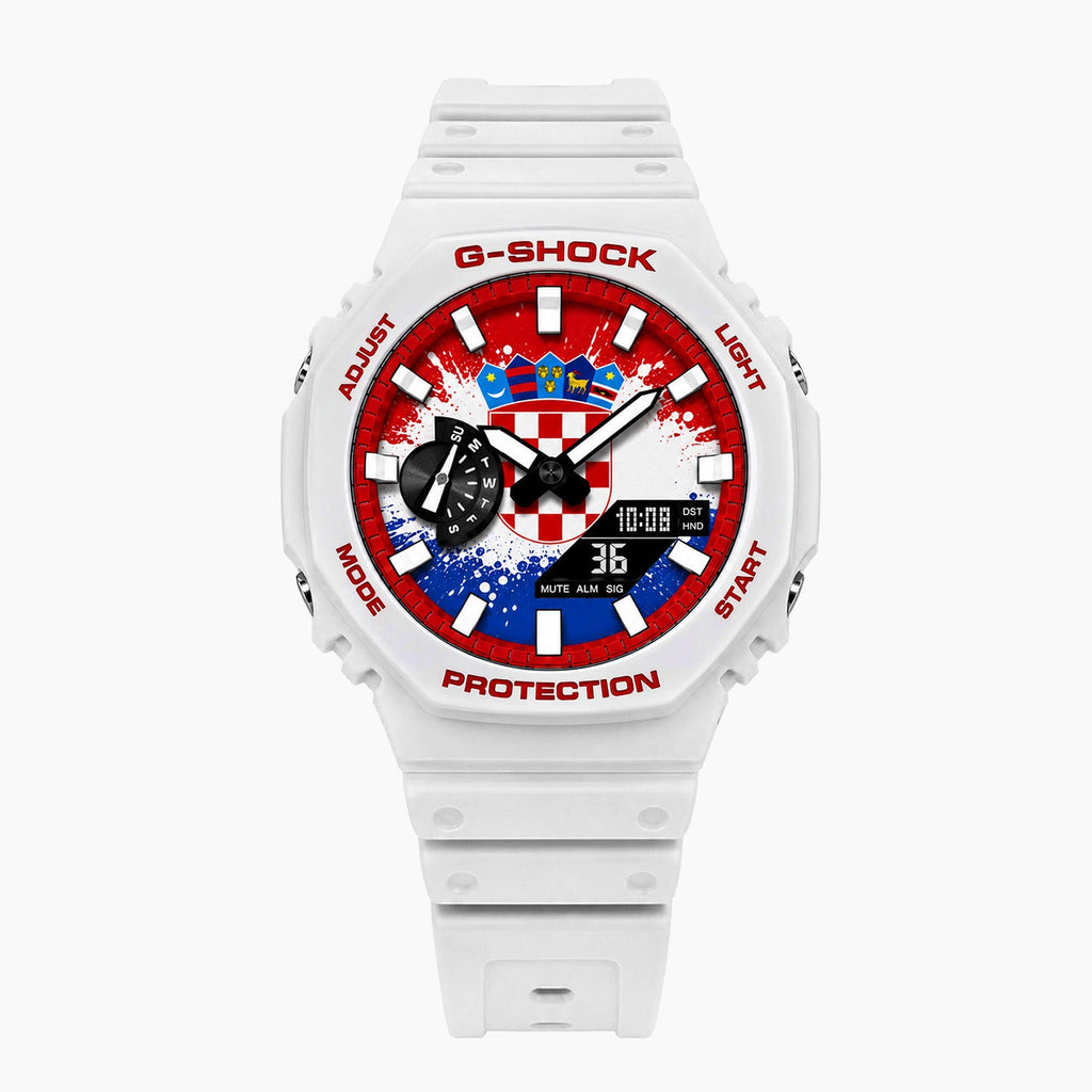 Casio G-Shock Croatia — white custom G-Shock with the Croatia flag dial, by IFL Watches