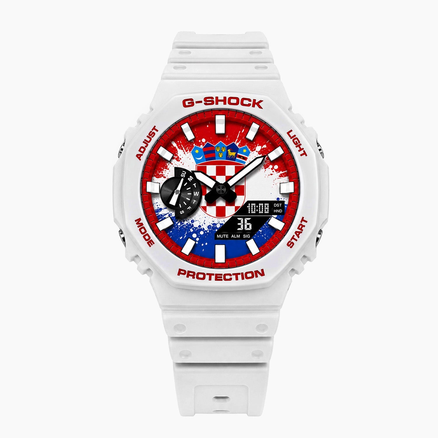 Casio G-Shock Croatia — white custom G-Shock with the Croatia flag dial, by IFL Watches