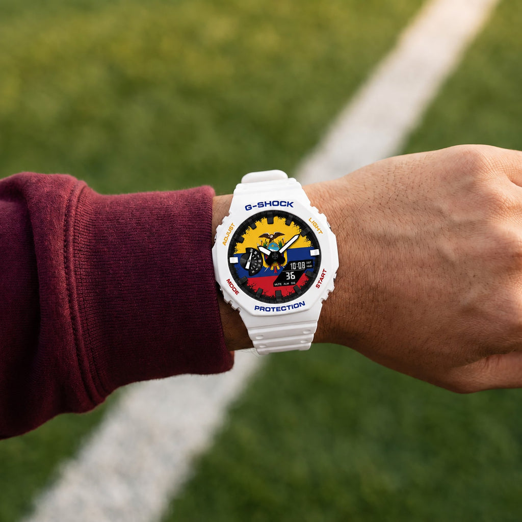 Casio G-Shock Ecuador flag dial watch, customized by IFL Watches