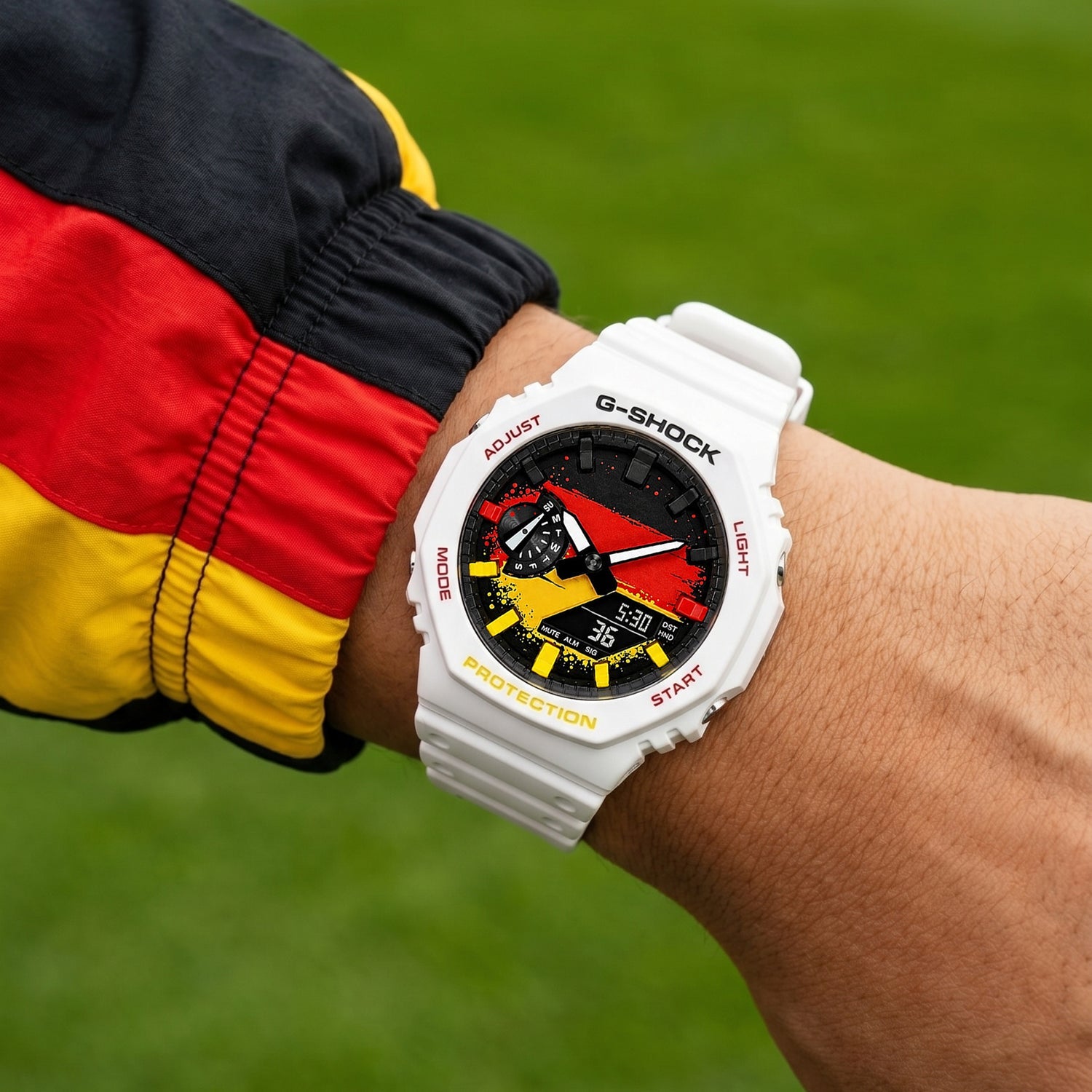 Custom Germany flag Casio G-Shock on the wrist, by IFL Watches