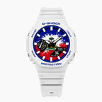 Casio G-Shock Haiti — white custom G-Shock with the Haiti flag dial, by IFL Watches