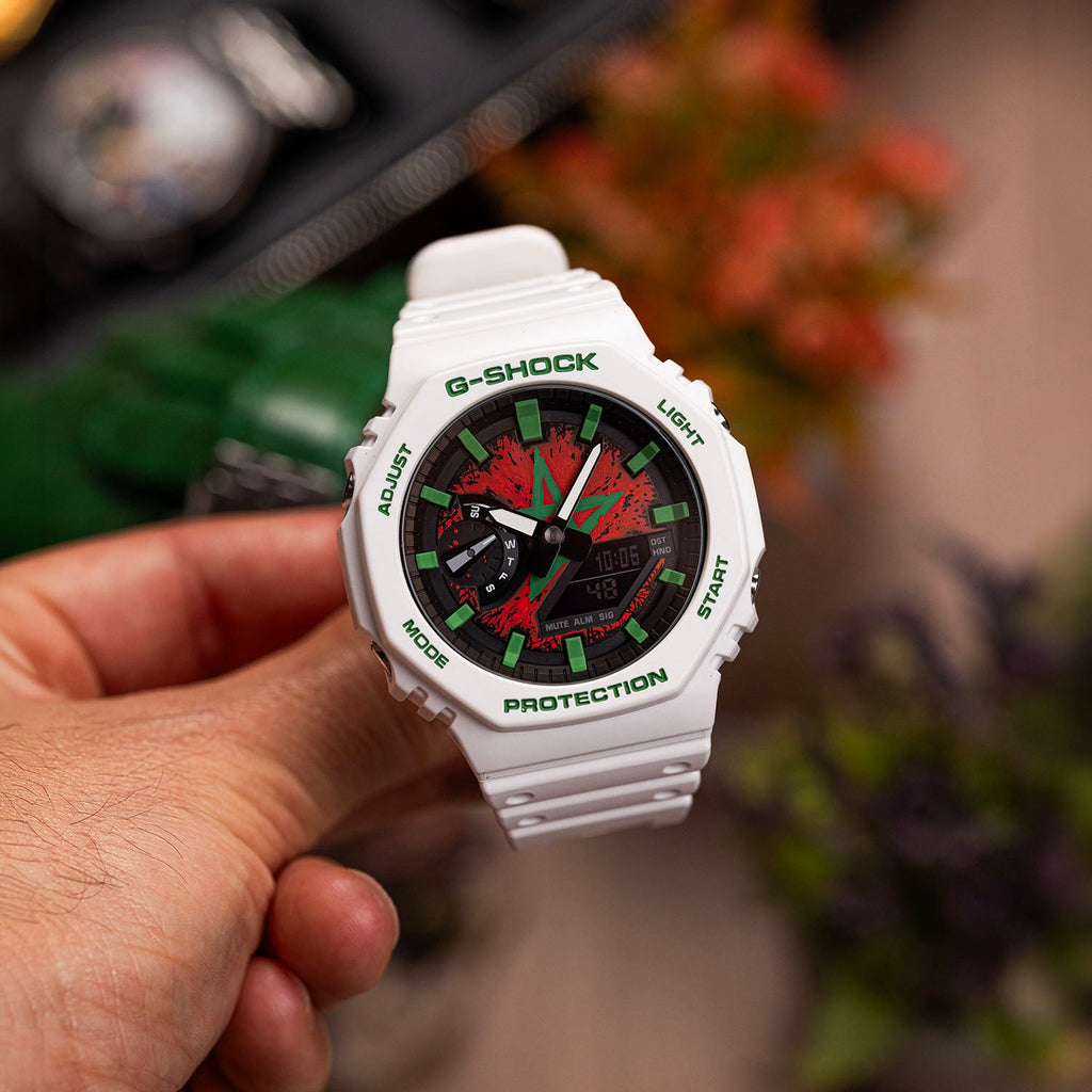 Casio G-Shock Morocco — custom Morocco flag G-Shock lifestyle shot, by IFL Watches