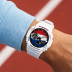 Casio G-Shock Netherlands flag watch worn on the wrist, by IFL Watches