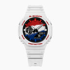 Casio G-Shock Netherlands — white custom G-Shock with the Netherlands flag dial, by IFL Watches