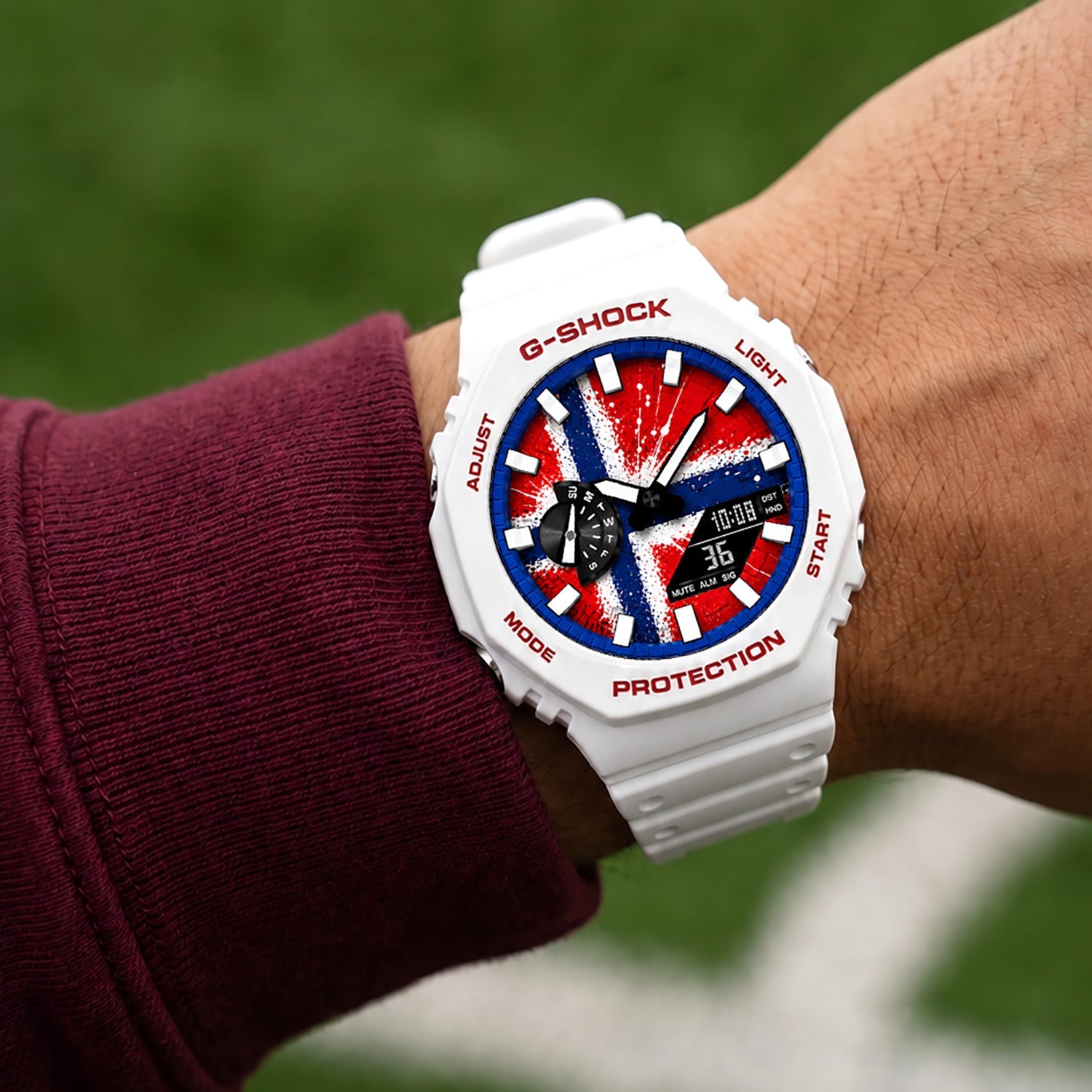 Custom Norway flag Casio G-Shock on the wrist, by IFL Watches