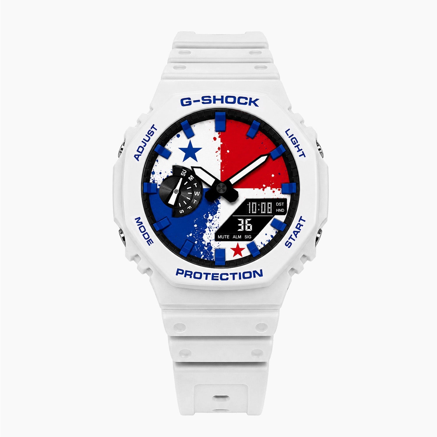 Casio G-Shock Panama — white custom G-Shock with the Panama flag dial, by IFL Watches