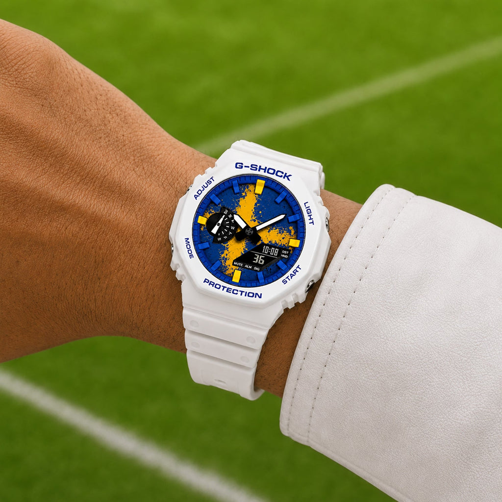 Custom Sweden flag Casio G-Shock on the wrist, by IFL Watches