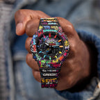 Casio G-Shock Vandalism — Hand-painted graffiti dial and multicolor hour markers on the wrist, limited edition by IFL Watches