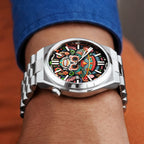  Citizen Tsuyosa Calavera Nocturna — Hand-painted custom dial with sugar skull and ornamental swirls on cushion-shaped case, limited edition by IFL Watches
