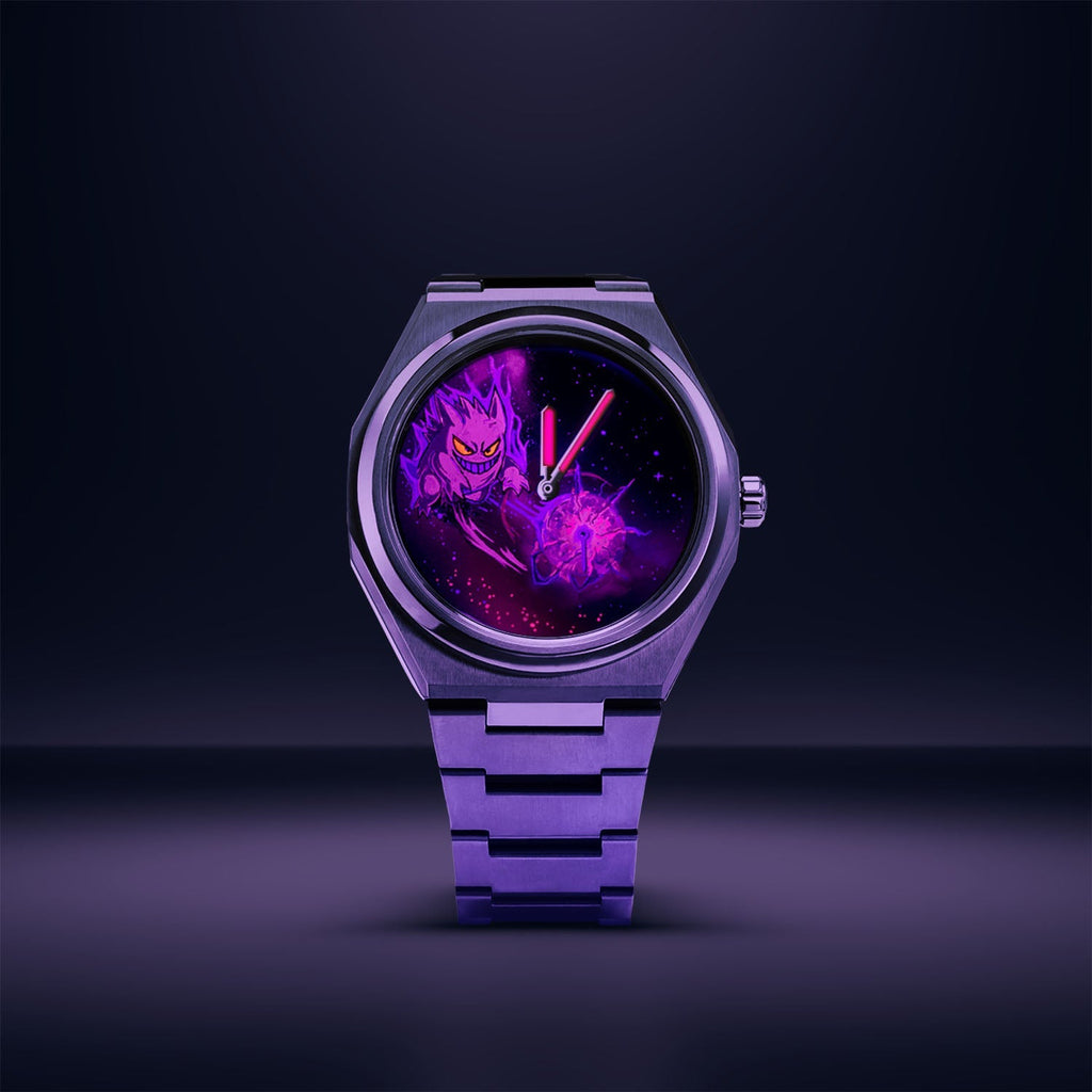 Defiant Shadow Concept — Custom hand-painted Citizen Zenshin photographed in darkness, dial artwork and lume hands glowing purple, a bespoke timepiece by IFL Watches.