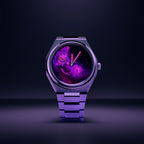 Defiant Shadow Concept — Custom hand-painted Citizen Zenshin photographed in darkness, dial artwork and lume hands glowing purple, a bespoke timepiece by IFL Watches.