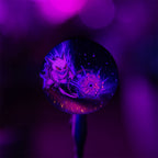 Defiant Shadow Concept — The same hand-painted dial under ultraviolet light, custom pigments glowing violet and magenta, a bespoke timepiece by IFL Watches.