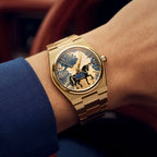 Equestrian Concept – Hand-painted bespoke timepiece featuring equestrian artwork on gold PVD-coated case