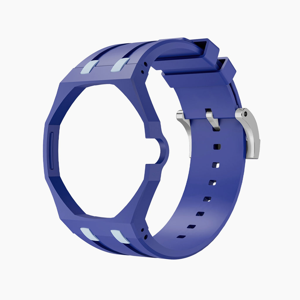 Lan Ba Swatch × AP Royal Pop Rubber Case-Strap — bare blue with light-blue accents rubber strap with empty case bracket, by IFL Watches